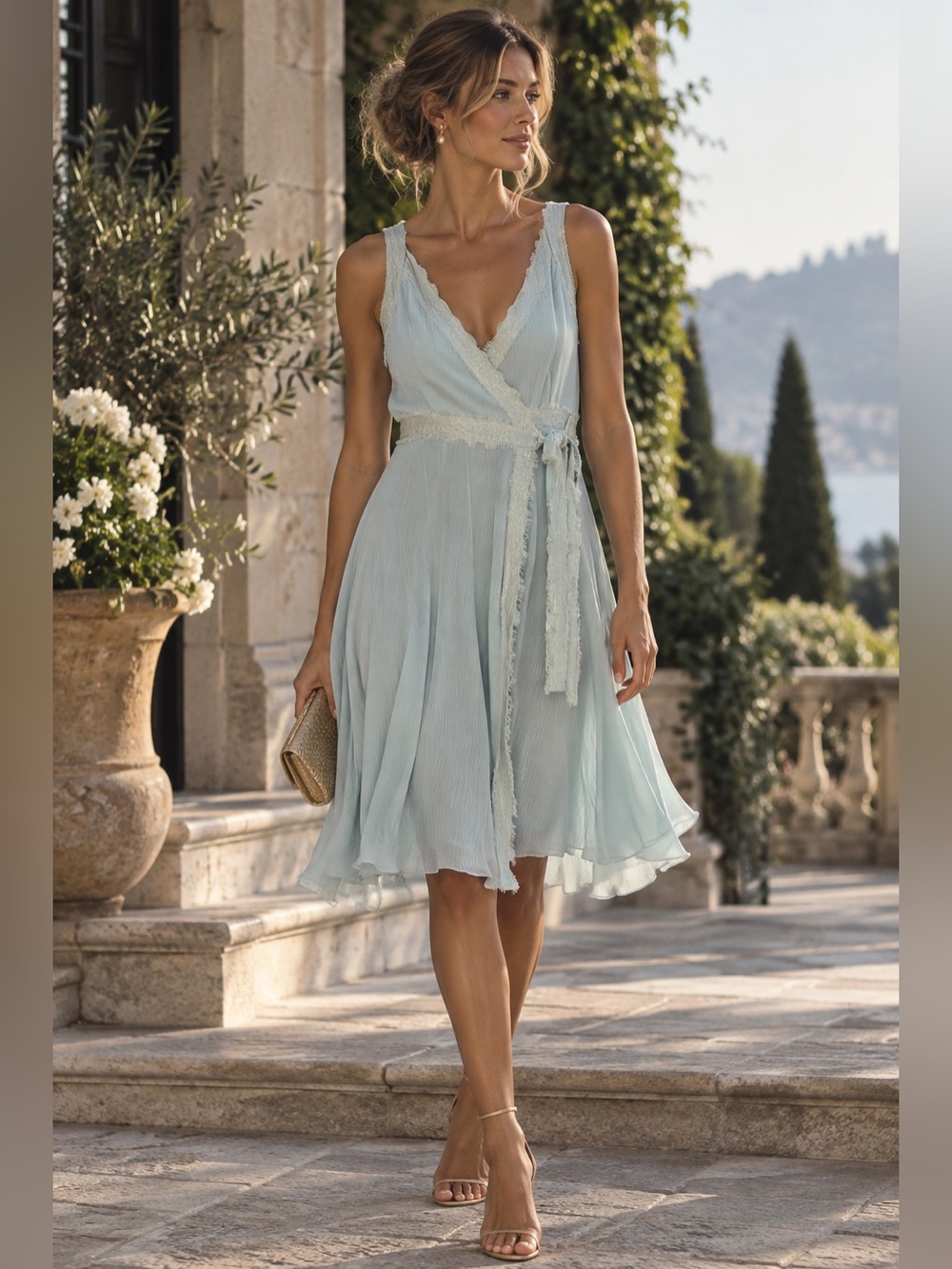 ANTHROPOLOGIE x BHLDN VA ET VIEN Silk Wrap Dress Wedding Guest Formal Cocktail 4